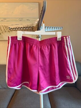 adidas Hot Pink Shorts with White Stripes